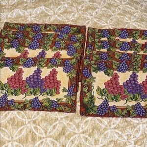 Grape Design Woven Tapestry lined Placemats